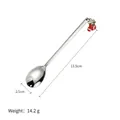 Stainless steel coffee spoon with a red Christmas stocking charm, 13.5cm long - Silver Christmas Sock