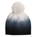 Gradient tie-dye knit beanie with pompom and ear protection for winter outdoor skiing - Pom Pom Hat / Navy Blue Gradient