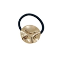 Elastico per capelli nero alla moda con ornamento minimalista in metallo dorato testurizzato - Retro irregolare / Tondo Dorato