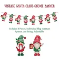 Vintage Christmas gnome paper banner with 8 red and green hanging card pieces - Vintage Santa Claus Banner