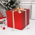 Matte red Christmas gift box with gold ribbon, 40cm cube decorative packaging - 40cm Matte Red Gift Box