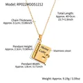 18k gold plated stainless steel book pendant necklace with heart cutout and engraving - Gold German Lover Style (RP022)