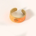 Verstellbarer goldener Ring mit leuchtend oranger Emaille und transparentem Stein - Orange