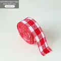 3.8cm wide red and white gingham ribbon with red X embroidery for Christmas decor - 2 Meters / 3.8CM Wide Red and White Gingham X Pattern Ribbon
