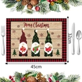 Mantel individual navideño con gnomos y cuadro escocés rojo y negro con medidas - Estilo 9