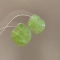 Irregular fluorescent green resin earrings with striped texture and silver needle - Green Apple Oval