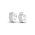 Elegant S925 sterling silver hoop earrings with four rows of brilliant cubic zirconia crystals - Platinum Color