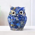 Lapis Lazuli crystal owl resin figurine with gold foil for home table decoration - Lapis Lazuli Style 2