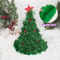Sparkly green sequin Christmas tree hat with red star and festive ornaments - Standard / Green With Red Star Red Balls