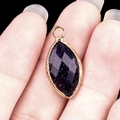 Blue sandstone marquise charm with rose gold edging for DIY jewelry making - Blue Sand Stone (Synthetic)