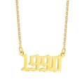 Collana anno di nascita 1990 in acciaio inossidabile placcato oro 18K con ciondolo gotico - 1990