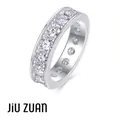 Eternity band ring in 925 sterling silver featuring a full row of sparkling moissanite stones - US 7 / Pave Moissanite Style (R13630)