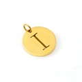 Golden titanium steel circular pendant with hollow letter I and polished finish - Letter I (I-Pendant)