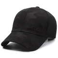 Unisex black camouflage mesh baseball cap with Classic embroidery for outdoor sun protection - Black