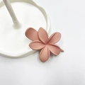 Matte pink plumeria hair claw clip with floral design on a clean white background - Rubber Paint Side Clip Orange Pink