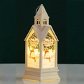 Weiße Weihnachtslaterne im Kirchenstil mit warmem LED-Licht und Schneemann-Motiv - Beige Schneemann