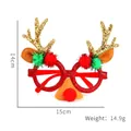 Christmas party glasses with red glitter frame and gold reindeer antlers decorations - Gold Antler Red Deer