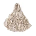 Detail of soft jersey cotton scarf in beige featuring fine stitched edge finish - Light Apricot (#15)
