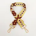 Detail of adjustable woven bag strap with ethnic diamond pattern and gold hardware - Pattern No. 25