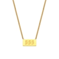 Collar de acero inoxidable chapado en oro 18K con colgante rectangular número 555 - Collar Con Número De Ángel - 555