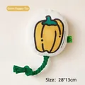 Plush dog squeaky frisbee toy with yellow pepper pattern and green cotton rope - Cotton Rope-Pumpkin