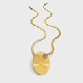 Collana a catena a serpente dorata in acciaio inossidabile con grande ciondolo ovale - Ellisse