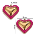 Detailed size view of heart pendants with 1.5mm hole, 19mm width and 18mm height - Rose Red
