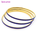 Set di 3 bracciali rigidi in acciaio dorato con micro-intarsi di cristalli blu - Set da 3 Pezzi Oro Stile Strass Blu (KB120913-LO)