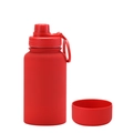 Red 650ml insulated sports bottle with matte finish and matching silicone sleeve - 650ml / Red - Sport