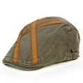 Coppola in velluto a coste verde oliva con cinturino a croce in pelle marrone - Verde Militare