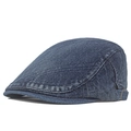Vintage Schiebermütze aus dunkelblauem gewaschenem Denim mit verstellbarer Metallschnalle - Dunkelblau