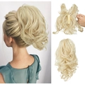 Short wavy blonde ponytail extension with claw clip attachment for women hair styling - Platinum Blonde (613)