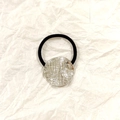 Silver hollow mesh round metal hair tie with black high elasticity rubber band - Silver Round Mesh Texture 3.5cm