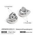 Especificaciones de tamaño y peso de estos pendientes de aro de acero inoxidable plateado - Estilo Ancho Liso Plateado (JDEW2411021-S)