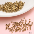 Goldene 2mm Edelstahl-Perlen und Zwischenperlen für DIY-Schmuckherstellung und Armbänder - 2mm (Loch 1mm) 20 Stk/Packung / Gold