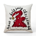 Funda de cojín navideño de lino con gorro rojo y estampado Holy Jolly - ymd520-10 / Deseos de Gorro de Navidad