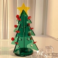 Mini-Weihnachtsbaum aus grünem Acryl als Tischdeko mit roten Kugeln und gelbem Stern - Kleine Größe (80*110mm)
