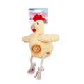 Giocattolo di peluche per cani a forma di pollo con gambe in corda per razze medie e piccole - Pulcino giallo / Beige
