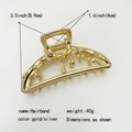Detailed size specifications for a gold metal liquid-effect hair claw clip accessory - No.21 Gold Dripping Lava