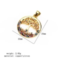 Golden copper life tree pendant with multi-color zircon inlay, size 22mm x 25mm - Round Tree of Life Pendant (1#)