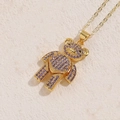 Collana con pendente a forma di orsetto snodabile placcato oro con zirconi viola - Zirconia Viola
