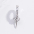 Gancio per ciondolo in argento S925 con zirconi e perno filettato per perle - Oro Bianco Zircone Rotondo Chiusura Universale Con Perno