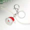 Detail of Christmas Santa keychain with red rhinestones and white crystal beard - Santa Claus B Style (Silver) (D2852)