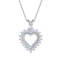 Elegant S925 sterling silver heart pendant necklace with shimmering moissanite accent - 45cm / Silver
