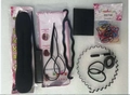 Complete black hair styling tool set with sponge bun maker, comb and elastic bands - 11-Piece Set