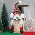 Gnomo di Natale con cappello rosso e sacco regalo in juta per decoro festivo - Stile Treccia Gnomo Seduto con Sacchetto Regalo