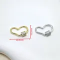 Heart-shaped screw clasp for jewelry with pavé cubic zirconia in gold and silver finish - Large Heart / 18K Gold Plated