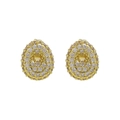Golden 18k brass bubble earring variant featuring sparkling white zircon alphabet letters - Letter O