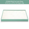 Green PU leather jewelry tray with white velvet ring slots for display 35x24x3cm - Mint Green 100-Slot Ring Display Tray