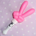 Pink palm-shaped massage wand with victory gesture design and white ergonomic handle - Heart Gesture Finger Wand Pink